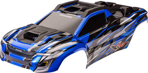 Body, XRT™, blue (painted, decals applied) (assembled with front & rear body supports for clipless mounting, roof & hood skid pads)